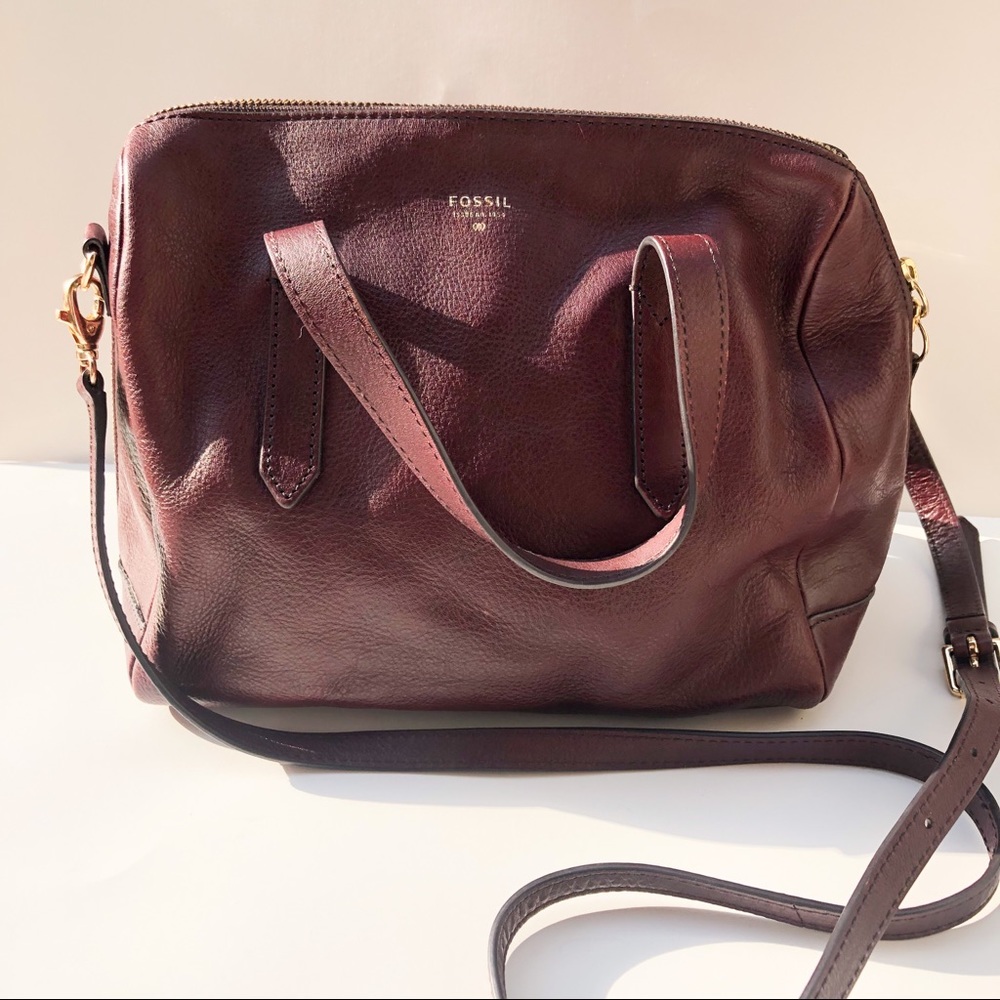 Fossil Sydney Satchel Burgundy Crossbody